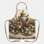 Elegant Vintage Kerst Thee Feestje  Schort (Voorkant)