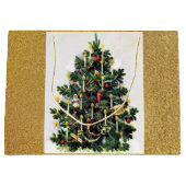 Elegant Vintage-kerstboom en Gold Glitter Groot Cadeauzakje (Voorkant)