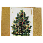Elegant Vintage-kerstboom en Gold Glitter Groot Cadeauzakje (Achterkant)