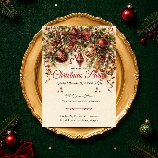 Elegant Vintage Kerstfeest Kaart