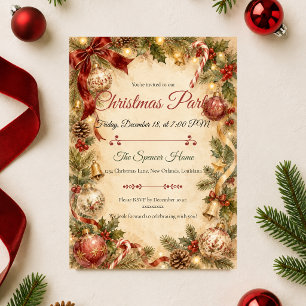 Elegant Vintage Kerstfeest Kaart