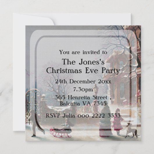 Elegant Vintage-kerstfeest Uitnodigingen (Voorkant)