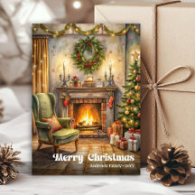 Elegant vintage Kerstinterieur in heldere rode 