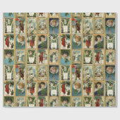 Elegant Vintage-kerstkaarten met Gold-grenzen Cadeaupapier (Vlak)