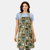 Elegant Vintage-kerstkaarten met Gold-grenzen Schort (Gedragen)