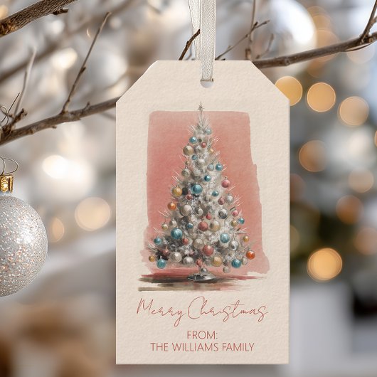 Elegant Vintage Kerstmis Cadeaulabel