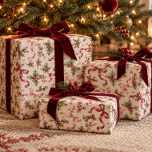 Elegant Vintage Kerstmis Hulst Rode Roze Strikken