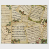 Elegant Vintage-kerstmuziekbladen Cadeaupapier (Vlak)