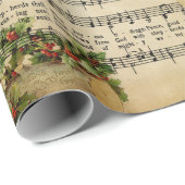 Elegant Vintage-kerstmuziekbladen Cadeaupapier (Rol Hoek)