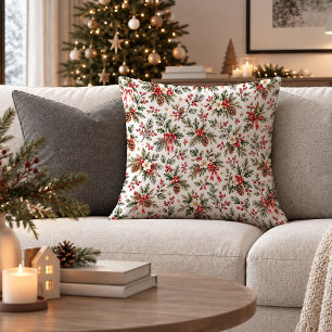 Elegant vintage kersttuin accent kussen