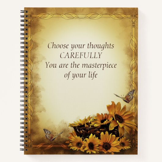 Elegant Vintage Kies uw gedachtencitaat Notitieboek (Voorkant)