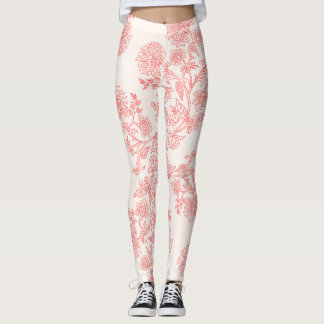 Elegant vintage koraal bloemmotief | Elegant Leggings