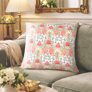 Elegant Vintage Koraalrode Bloemenpatroon Kussen