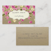 Elegant Vintage, Kraft, Flowers Visitekaartje (Voorkant / Achterkant)