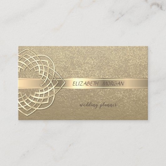 Elegant Vintage, Kraft, Gold Confetti Visitekaartje (Voorkant)