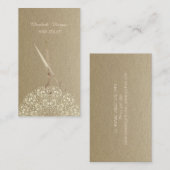 Elegant Vintage, Kraft, Lace, Scissors Visitekaartje (Voorkant / Achterkant)