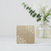 Elegant Vintage, Kraft, Lace Vierkante Visitekaartje (Staand voorkant)