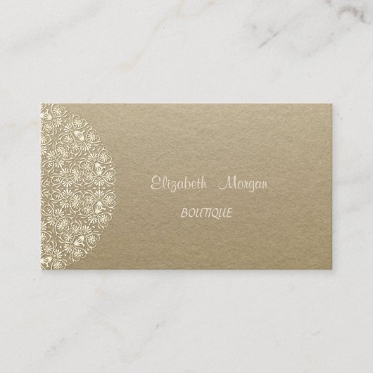 Elegant Vintage, Kraft, Lace Visitekaartje (Voorkant)