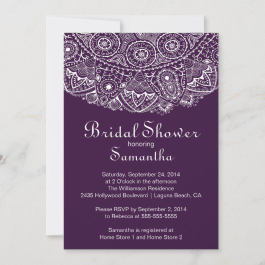 Elegant Vintage Lace Bridal Shower Invitation Kaart (Voorkant)