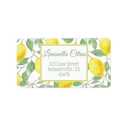 Elegant Vintage Lemon Fruits Leaves en Flowers Etiket (Voorkant)