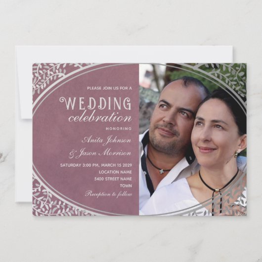 Elegant Vintage Luxury Paars Wedding Kaart (Voorkant)