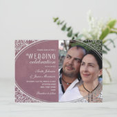 Elegant Vintage Luxury Paars Wedding Kaart (Staand voorkant)