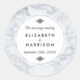 Elegant Vintage Marble Wedding Bedankt Ronde Sticker