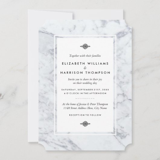 Elegant Vintage Marble Wedding Kaart (Voorkant)