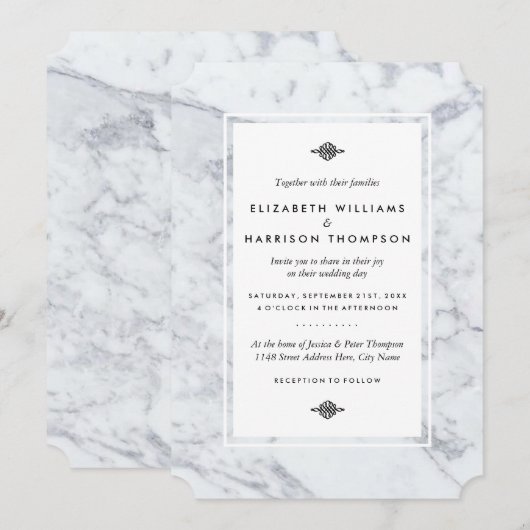 Elegant Vintage Marble Wedding Kaart (Voorkant / Achterkant)