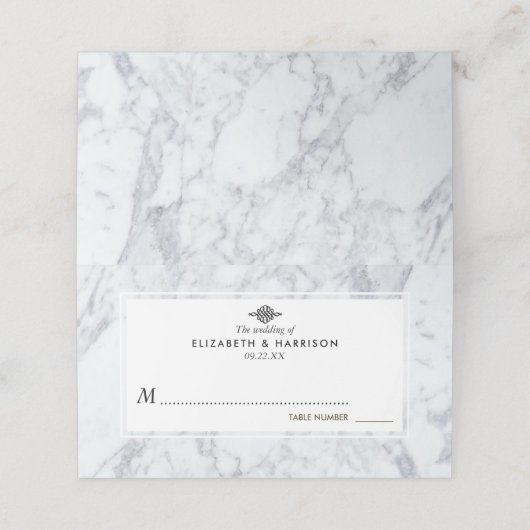 Elegant Vintage Marble Wedding Plaatskaartje (Buitenkant ongevouwen)
