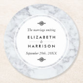 Elegant Vintage Marble Wedding Ronde Kartonnen Onderzetter (Voorkant)