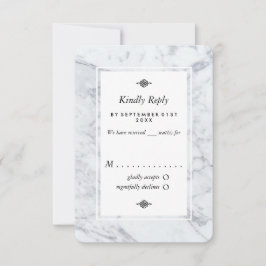 Elegant Vintage Marble Wedding RSVP Kaartje