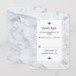 Elegant Vintage Marble Wedding RSVP Kaartje