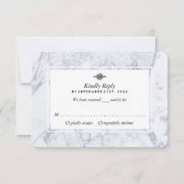 Elegant Vintage Marble Wedding RSVP Kaartje