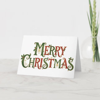 Elegant Vintage Merry Christmas Calligraphy  Kaart