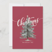 Elegant Vintage Merry Christmas Script Rustic Tree Feestdagenkaart (Voorkant)