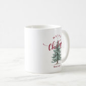 Elegant Vintage Merry Christmas Script Rustic Tree Koffiemok (Voorkant rechts)