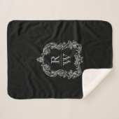 Elegant Vintage Monogram Wapenschild Zwart Wit Sherpa Deken (Voorkant (horizontaal))