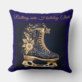 Elegant Vintage Navy Blue and Gold Throw Pillow Kussen