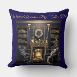 Elegant Vintage Navy Blue and Gold Throw Pillow Kussen