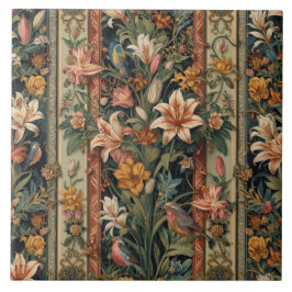 Elegant Vintage Nouveau Floral Birds Tegeltje