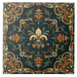 Elegant Vintage Nouveau Floral Birds Tegeltje