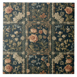 Elegant Vintage Nouveau Floral Birds Tegeltje