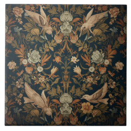 Elegant Vintage Nouveau Floral Birds Tegeltje