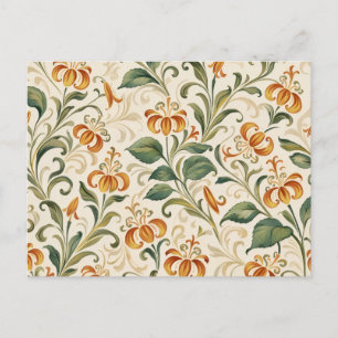 Elegant Vintage Oranje Lelie Bloempatroon Briefkaart
