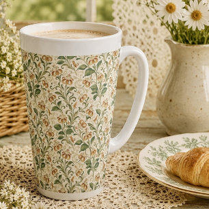 Elegant Vintage Oranje Lelie Bloempatroon Latte Mok