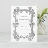 Elegant Vintage Ornate Frame Wedding Invitation Kaart (Staand voorkant)