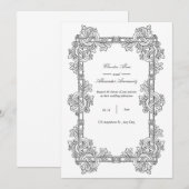 Elegant Vintage Ornate Frame Wedding Invitation Kaart (Voorkant / Achterkant)