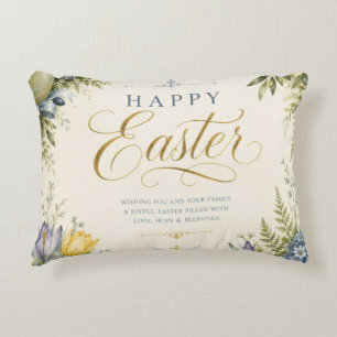 Elegant Vintage Paas Ei Groet en Pastel Accent Kussen