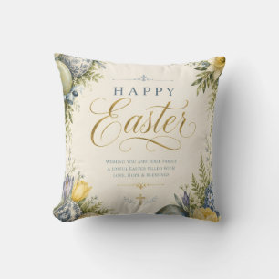 Elegant Vintage Paas Ei Groet en Pastel Kussen